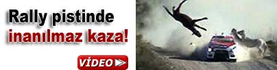 Rally pistinde inan�lmaz kaza!