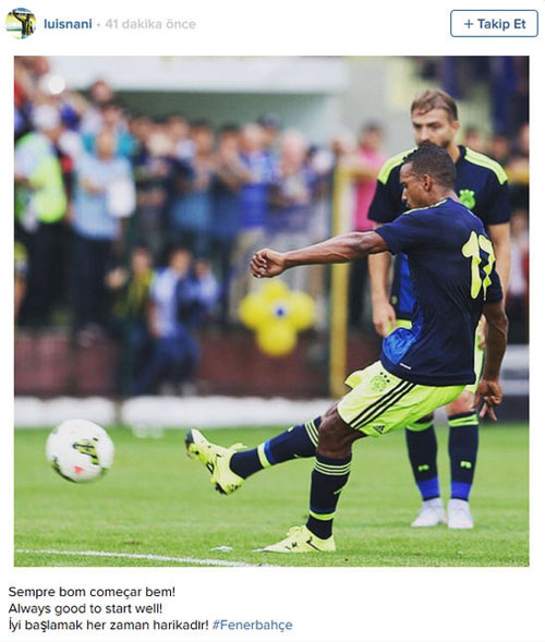 Nani'den Fenerbahçe  paylaşımı