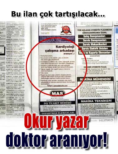 Okur yazar doktor aranıyor