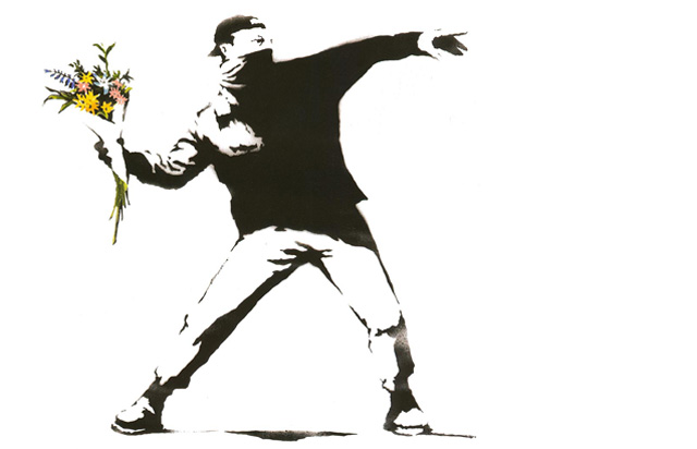 Banksy - “Çiçek Fırlatan Protestocu' (Flower Chucker, 2000)