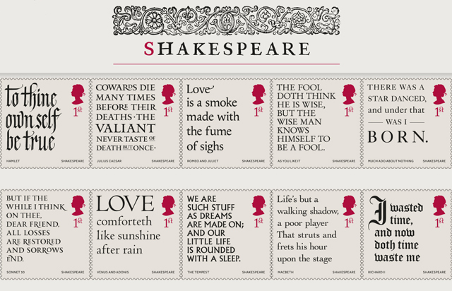 Shakespeare'in 400. ölüm yıldönümüne özel pul