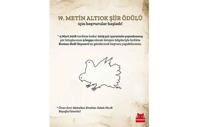 19. Metin Altıok Şiir Ödülü için başvurular başladı